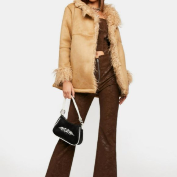 ZEMETA BROWN Y2K FAUX FUR JACKET - Picture 2 of 4